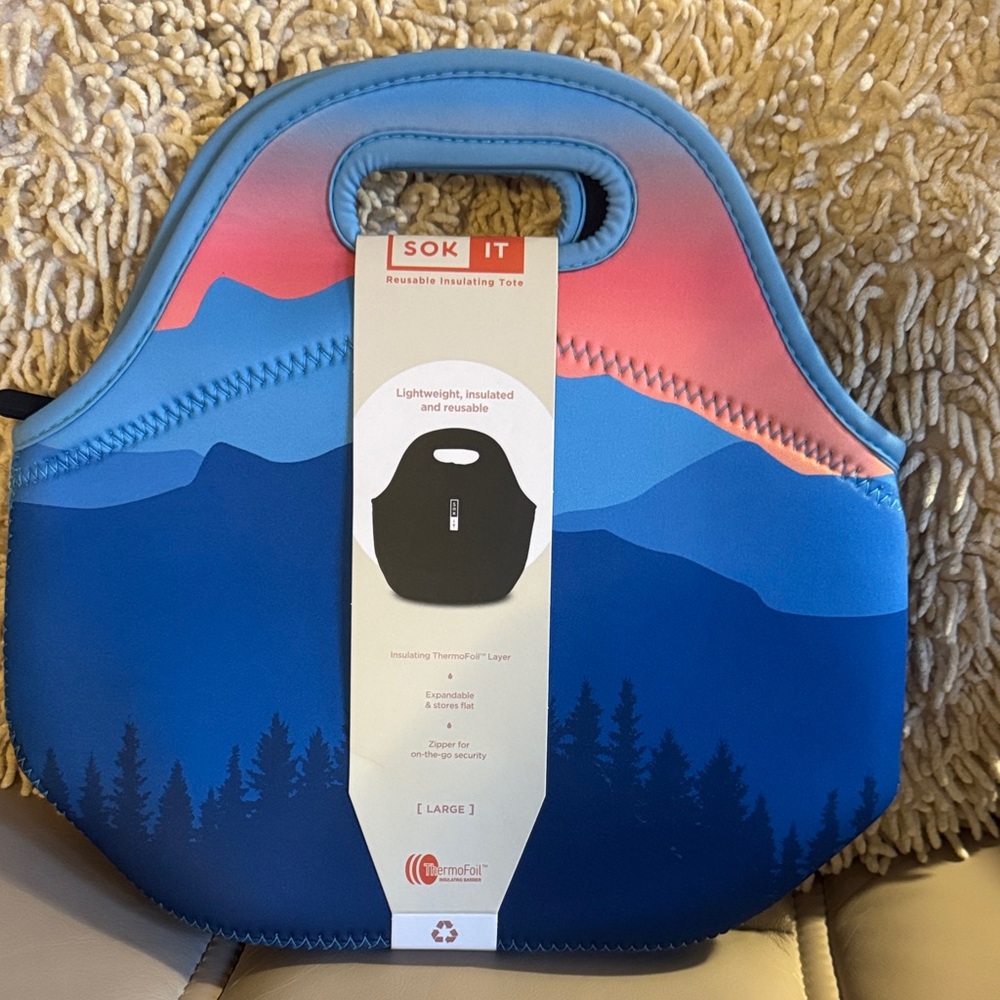 Sok It *NWT* Blue and Pink Insulated lunch Tote Bag